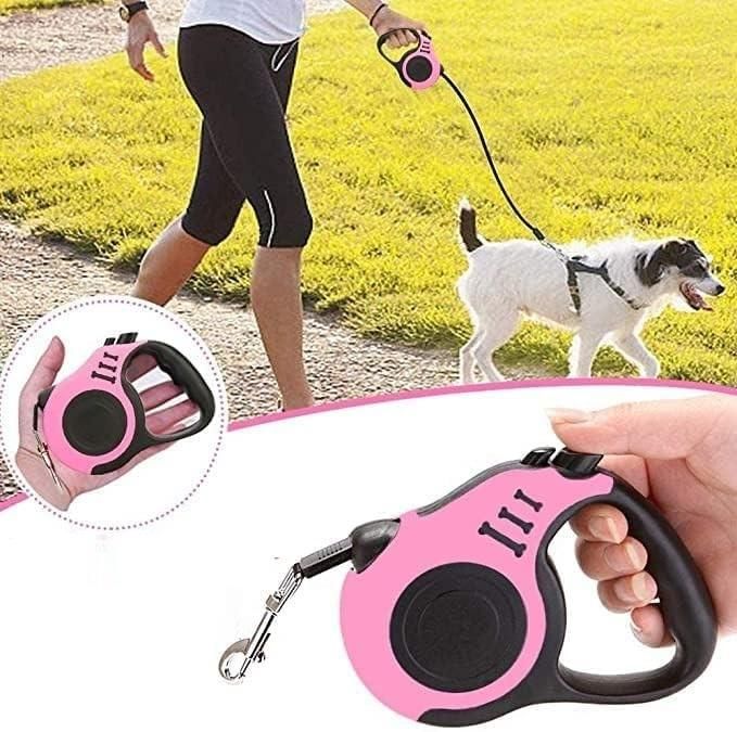 5-Meter Extra Long Retractable/Strap Leash for Dogs & Cats - Multicolor
