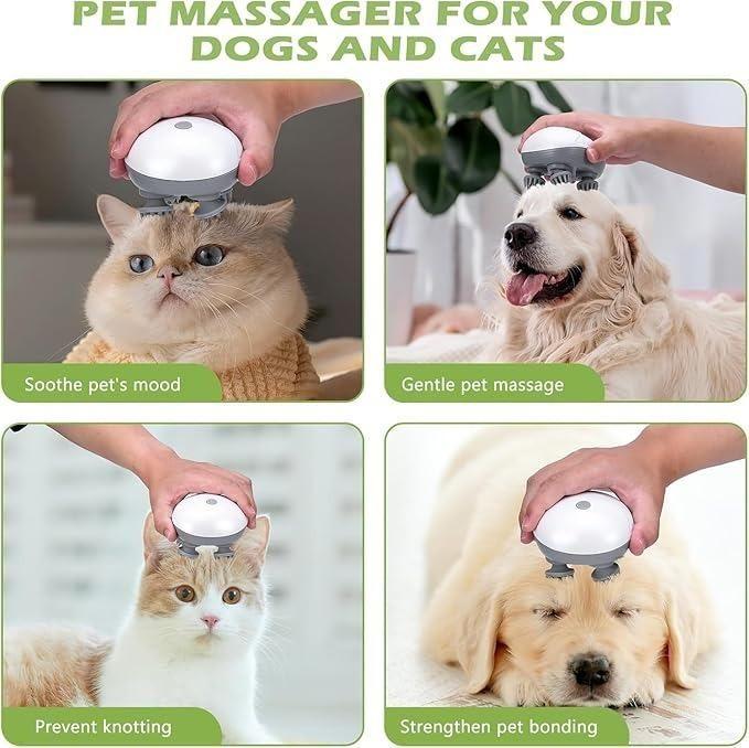 Electric Pet & Cat Massager – Handheld Waterproof Head & Body Kneading Massager for Cats & Dogs