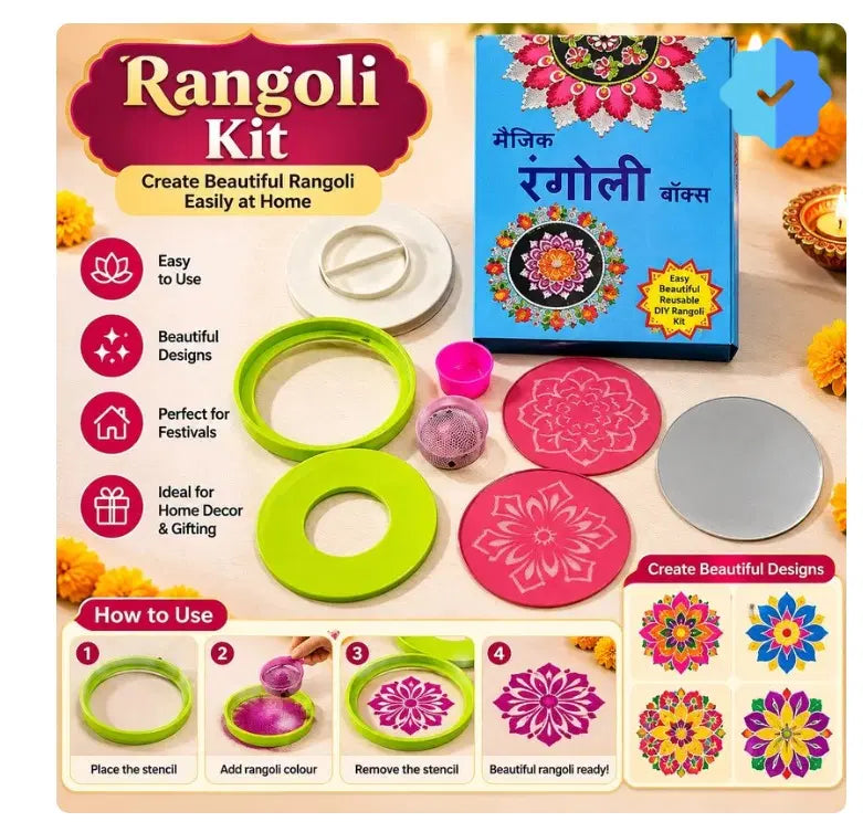 Magic Rangoli Kit for Festive Decoration & Easy Art (Pack of 1)