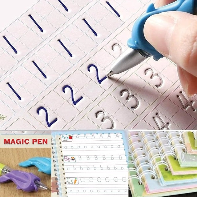 Magic Practice Copybook Set for Kids – Reusable Handwriting & Drawing Book with Pen & Refills
